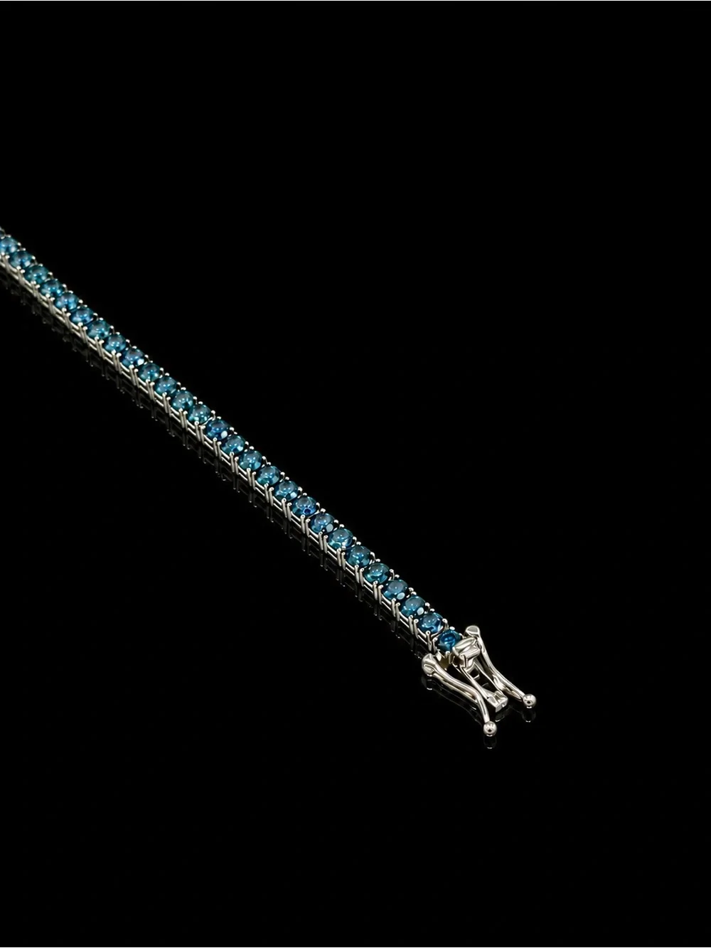 925 Silver, 5.6CTW Royal Blue Moissanite Tennis Bracelet - 7" - Picture 4 of 6